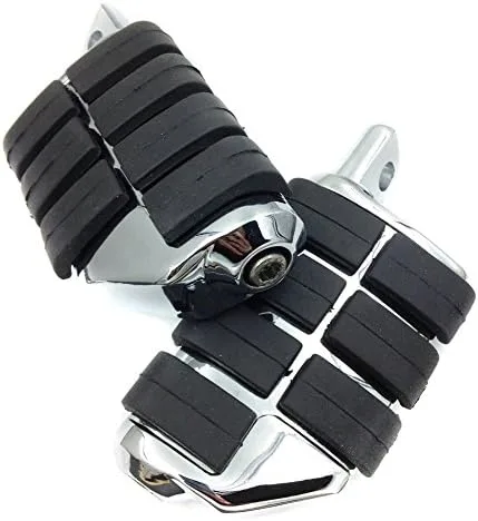 Vista 2 de XKH - Estriberas dobles ISO para motocicleta 8028 compatible con Suzuki Kawasaki cromado [B00Y7C690C]