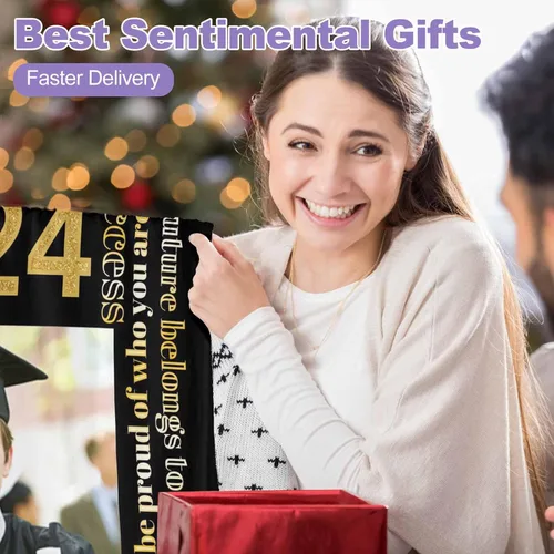 Vista 8 de D-Story Manta de franela personalizada para mujer, regalos de graduados, regalo de graduación de secundaria, regalos de graduación personalizados