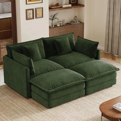 Vista 14 de 76.7" Cloud Couch for Living Room, Deep Seat Loveseat Sofa, Beige Breathable Chenille, 2-Seats Couch for Apartment Small Spaces, Pocket Spring