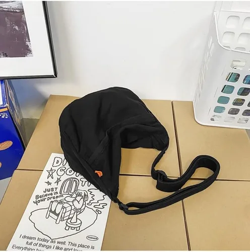 Vista 3 de Bolso bandolera de lona retro Lazy Y2k bolso cruzado bohemio estilo hada grunge Harajuku bolso de mano casual Negro talla única
