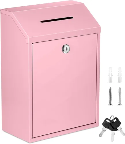 Vista 32 de Yaocom Caja de Recolectión de Donaciones de Efectivo de Metal Caja de Sugerencias Segura con Cerradura Montada en la Pared Buzón de Entrega