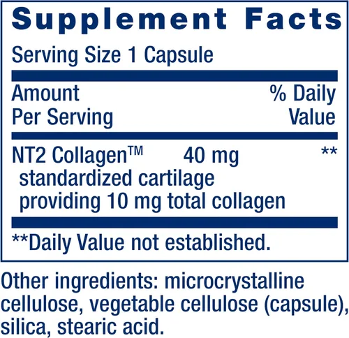 Vista 3 de Life Extension NT2 Collagen™, suplemento de salud articular para comodidad y movilidad de las articulaciones, sin gluten, sin OMG, 1 diario, 60
