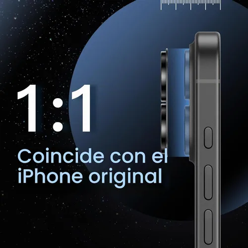 Vista 5 de JETech Protector de lente de cámara para iPhone 17, negro, paquete de 1 Vidrio templado 9H de cobertura completa, acabado de metal mate