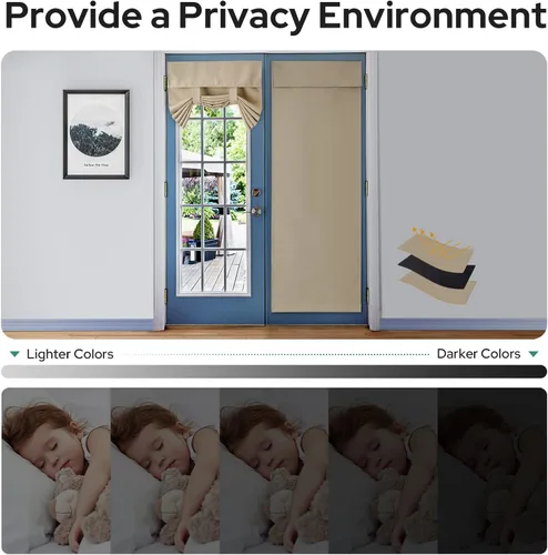 Vista 7 de HOMEIDEAS Cortinas Opacas para Puerta Francesa para Ventana de Puerta, Juego de 2 Cortinas de Privacidad, Cobertura para Ventana de Vidrio, Cortinas