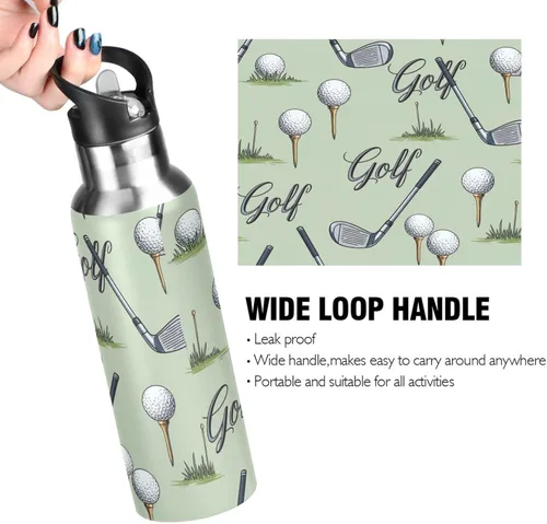 Vista 4 de BPA-Free Sport Water Bottle 32 Oz, Stainless Steel Water Bottle for Gym Outdoor Travel School, Golf Clubs
