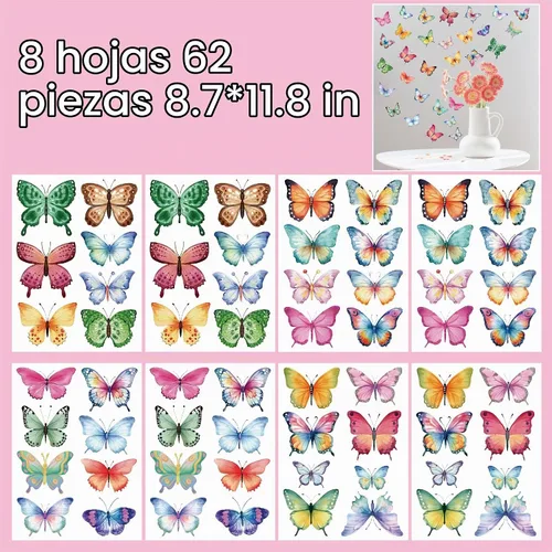 Vista 4 de Calcomanías de pared de mariposa de acuarela para dormitorio de niñas, calcomanías de pared para niños, bebés, guardería, decoración de bricolaje