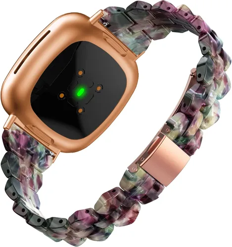 Vista 3 de Bandas compatibles con Fitbit Versa 4/Versa 3/Fitbit Sense 2/Fitbit Sense Bandas para mujer, banda delgada de resina a la moda, ligera, fina pulsera