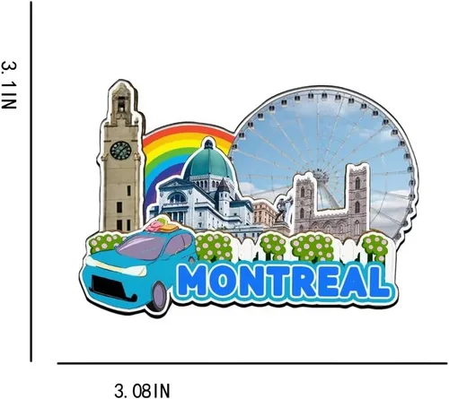 Vista 3 de Montreal - Imán para nevera con imán de madera 3D, monumentos coleccionables de viaje, decoración hecha a mano, 2276