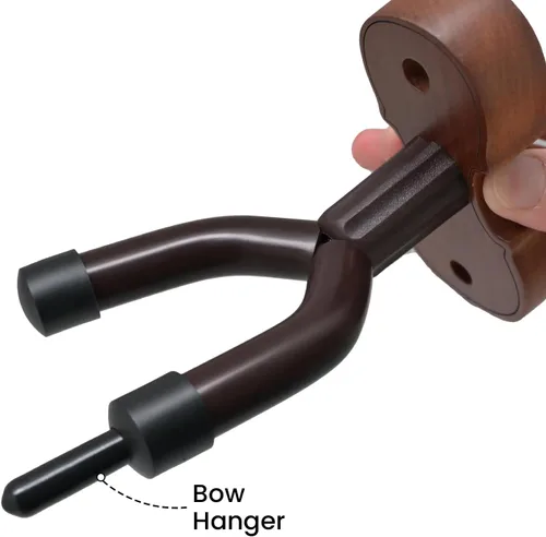Vista 3 de BestSounds - Soporte de pared para violín con gancho para arco Home & Studio, soporte para violín de palisandro (palisandro MA-R5)