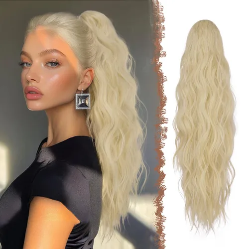 Vista 33 de FESHFEN Extensiones de Cola de Caballo, Pieza de Cabello de Cola de Caballo Larga con Pinza de Garra, Pieza de Cabello Sintético de Colas de Caballo