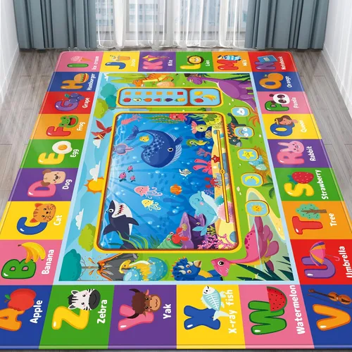 Vista 11 de Tapete de juego para el suelo, tapete de juego para niños, tapete educativo para el tiempo boca abajo, tapetes de juego ABC suaves para niños
