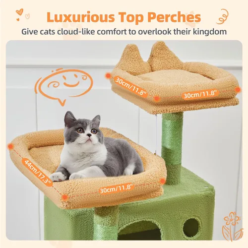 Vista 107 de Taoqimiao Árbol para gatos de 57.5 pulgadas, torre para gatos de interior para adultos, condominio extragrande para gatos, 8 postes rascadores