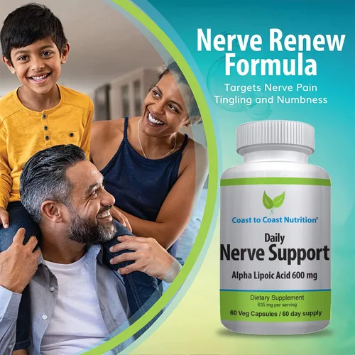 Vista 2 de Apoyo nervioso – Alivio avanzado de los nervios con ácido alfa lipoico 600 mg – Vitaminas nerviosas para aliviar los dolores de manos, piernas