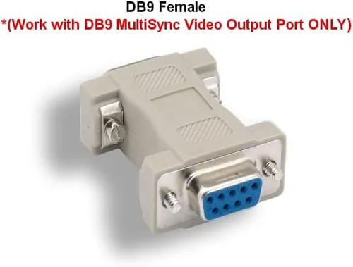 Vista 3 de DB9 hembra a HD15 VGA macho adaptador de video para monitores multisincronización vintage - Adaptador pasivo de clavija, señal de video solamente