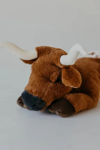 Vista 3 de The Petting Zoo Longhorn - Peluche de animales de peluche, regalos para niños, animales salvajes de Onez, juguete de peluche de cuerno largo, 24