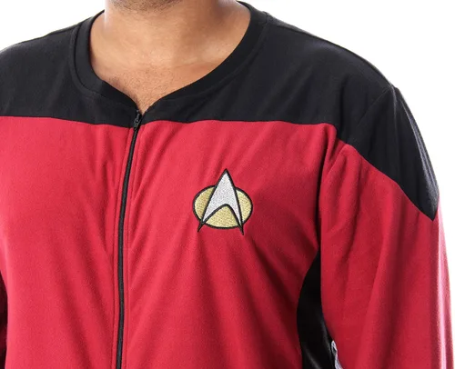 Vista 3 de INTIMO Star Trek - Traje de una pieza para hombre, de la próxima generación, TNG Picard, Comando, Rojo