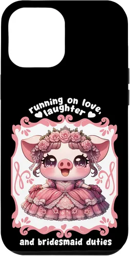Vista 6 de iPhone 15 Lindo cerdo dama de honor roba corazones en el caso de despedida de soltera