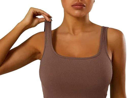 Vista 3 de JTWF Conjunto de entrenamiento casual de 2 piezas para mujer, camiseta sin mangas acanalada, cintura alta, leggings de yoga, ropa deportiva