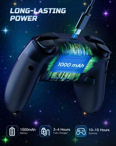 Vista 7 de VOYEE Switch Controller, LED Star Wireless Pro Controllers Compatible with LiteOLED, Multi-Platform Windows PC with 9 Colors Colorful RGB