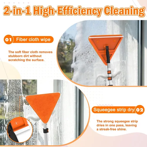 Vista 14 de LAANPOLE 26FT Reach Dusters for Cleaning, Ceiling Fan Cleaner Duster with Extension Pole, Wall and Baseboard Cleaner Mop with Handle for Window