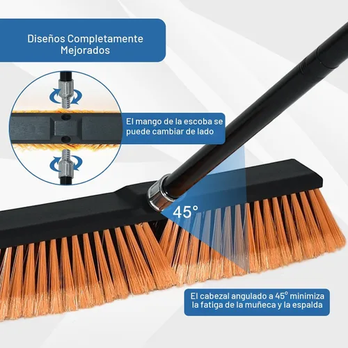 Vista 8 de Escoba de empuje de 24 pulgadas resistente para exteriores, escoba