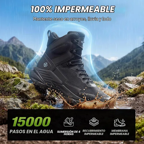 Vista 3 de NINGO Men's Military Tactical Waterproof Boots, Non Slip Work Boots for Men Negro