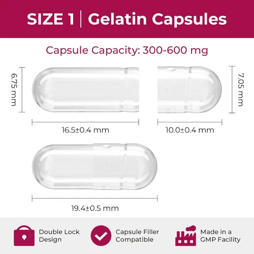 Vista 2 de Cápsulas de gelatina vacías tamaño 1 (100 unidades) – Cápsulas de gel para relleno de bricolaje con 2 cucharas de micro laboratorio