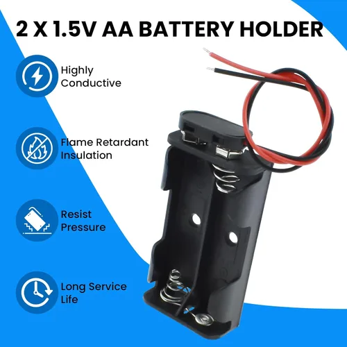 Vista 4 de SDTC Tech Juego de 2 soportes de batería AA de 1,5 V y kit de conector a presión tipo I 3 voltios espesar caja de batería de plástico