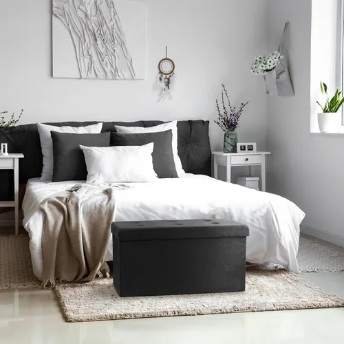 Vista 4 de Sorbus – Banco otomano plegable, De Almacenamiento Con Tapa – perfecto para juguetes y zapatos, Otomano, asiento, reposapiés, color contemporáneo