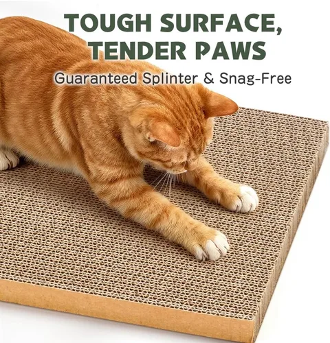Vista 4 de Paquete de 6 almohadillas para rascar para gatos con cajas anidadas, juego de rascador para gatos que ahorran espacio, almohadillas reversibles