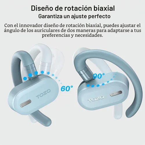 Vista 2 de TOZO O2 - Auriculares inalámbricos de oído abierto, ajuste multiángulo 42H Bluetooth 5.3