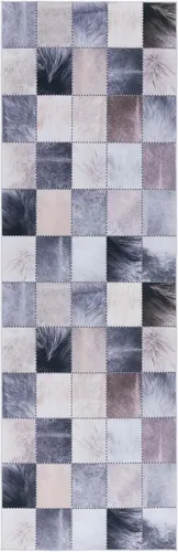 Vista 15 de SAFAVIEH Colección de alfombras lavables de piel sintética, alfombra de pasillo de 2 pies 6 pulgadas x 8 pies, beige y marrón, antideslizante