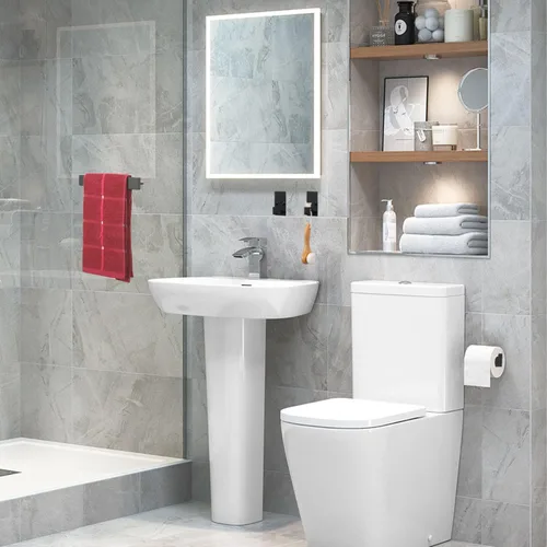 Vista 2 de TocTen Juego de 4 piezas de accesorios de baño, juego de barra de toalla de mano de acero inoxidable grueso, incluye soporte para toallas de baño