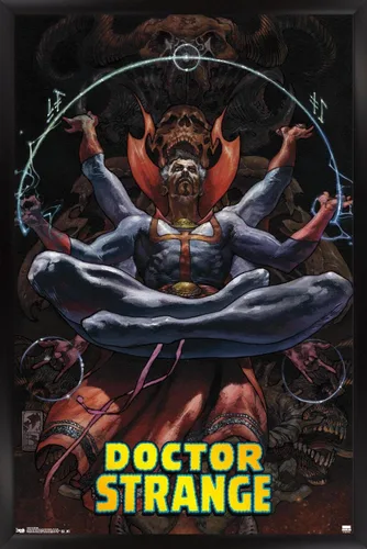 Vista 8 de Trends International Marvel Comics Doctor Strange - Póster de pared meditando, 14.725 x 22.375 pulgadas, versión enmarcada de madera de granero