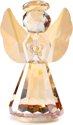Vista 14 de YWHL Figura decorativa de ángel de cristal azul, estatua de guardián de cristal, regalo bonito de adorno de ángel para mujer