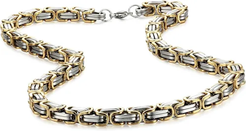 Vista 4 de Jstyle Collar de cadena de acero inoxidable para hombre Pulsera bizantina para hombre Juego de joyas para hombre de 85 pulgadas y 2224 pulgadas