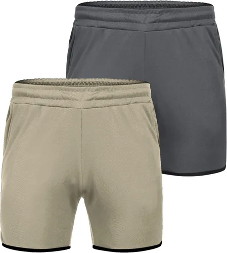 Vista 4 de COOFANDY Pantalones cortos de entrenamiento para hombre de 5 pulgadas, paquete de 2 pantalones cortos deportivos de secado rápido con bolsillos