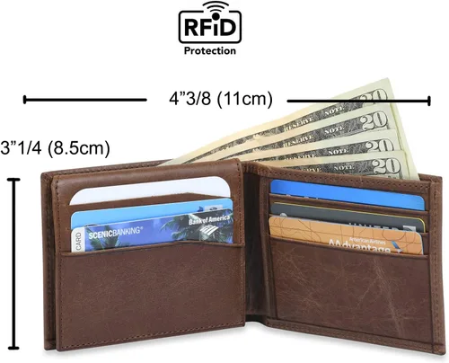 Vista 5 de Cartera de cuero con bloqueo RFID para hombre por TORO Café Oscuro Kev-darkbrown