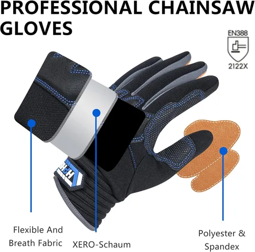 Vista 2 de Guantes de trabajo Mecánico de cuero Guante de construcción de trabajo para pantalla táctil