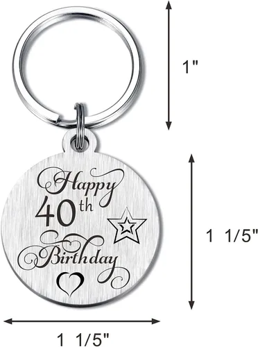 Vista 3 de Laluminter Llavero de regalo de feliz cumpleaños, regalos para niñas, mujeres, niños, hombres, grabado de doble cara