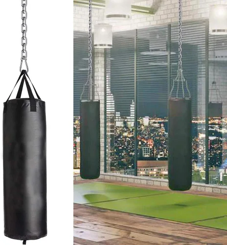Vista 5 de Juego de 2 cadenas para saco de boxeo y 4 mosquetones, de acero inoxidable resistente, kit de cadena de silla colgante para hamaca para interiores