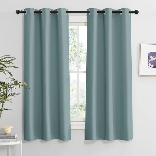 Vista 60 de RYB HOME - Cortinas para armario de 36 pulgadas, cortinas para oscurecer la habitación con ojales resistentes a la oxidación, cortinas de Aqua