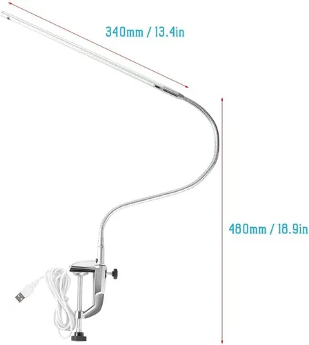 Vista 5 de ANGGREK Lámpara de escritorio LED, clip ajustable, lámparas de mesa USB para manicura, lectura y cuidado de los ojos, abrazadera en luces