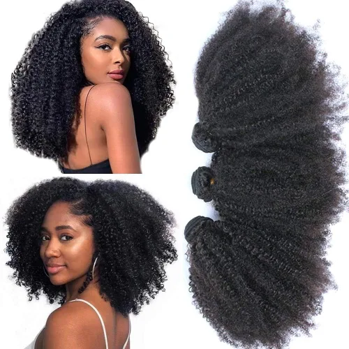 Vista 7 de Mongol afro rizado rizado paquetes cabello humano 8 8 8 pulgadas color Paquetes Rizos Afro Kinky 1b