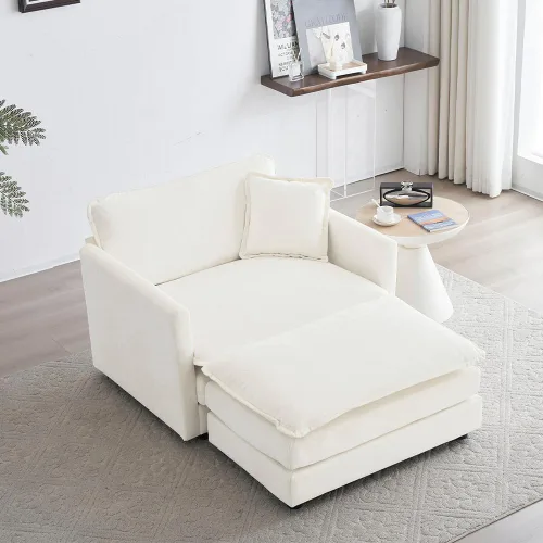 Vista 11 de WILLIAMSPACE Sofá individual de 41 pulgadas con otomana móvil, sillón tapizado moderno con 1 almohada, silla decorativa para sala de estar, sofá
