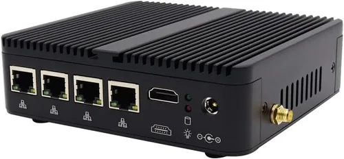 Vista 2 de Router PC, Celeron J4125, 4 x Intel Giga LAN, 2 USB3.0, 4 USB2.0, COM/RS232, HDMI, sin ventilador, mini dispositivo de cortafuegos, PC
