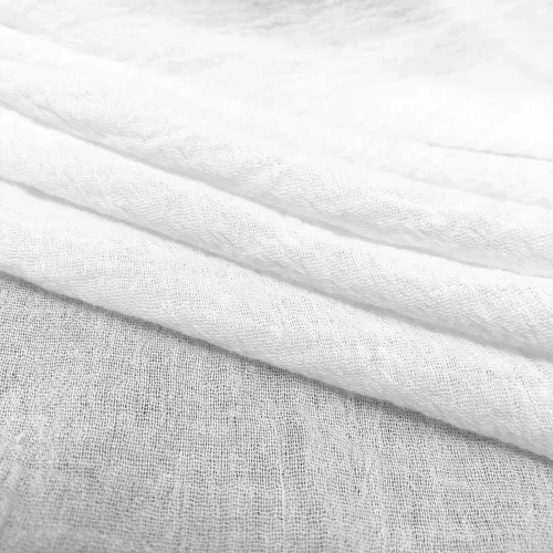 Vista 2 de Tela de gasa de algodón 100% algodón de 48/50 pulgadas de ancho, arrugada, ligera, se vende por yarda, muchos colores (1 yarda, blanco)