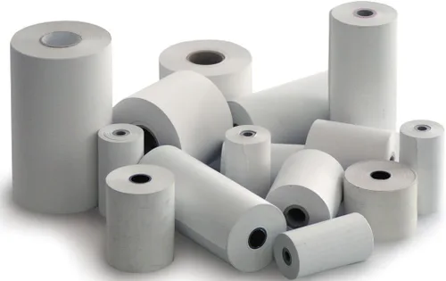 Vista 2 de Rollo de papel para impresora de registro de efectivo de 3 pulgadas x 95 pies, color blanco canario, 50 rollos / estuche