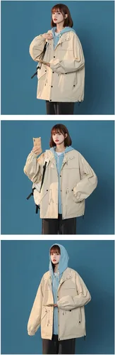 Vista 5 de Sudaderas góticas con botones para mujer, abrigo de manga larga Acubi, Y2K, punk, con cordón, sudaderas de gran