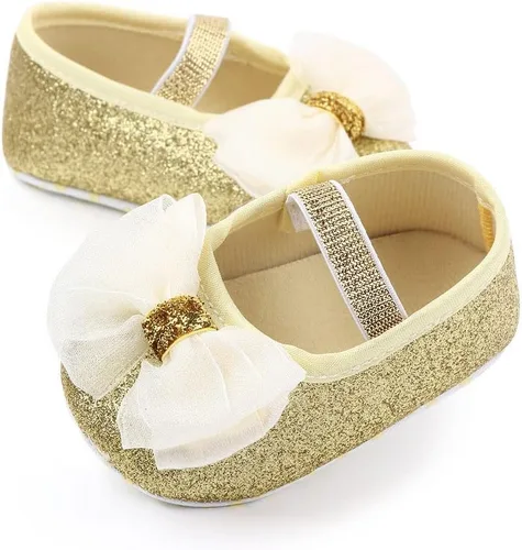 Vista 2 de Mary Jane - Vestido de boda de princesa para bebé, zapatos planos para niñas pequeñas, suela suave, zapatos ligeros y brillantes